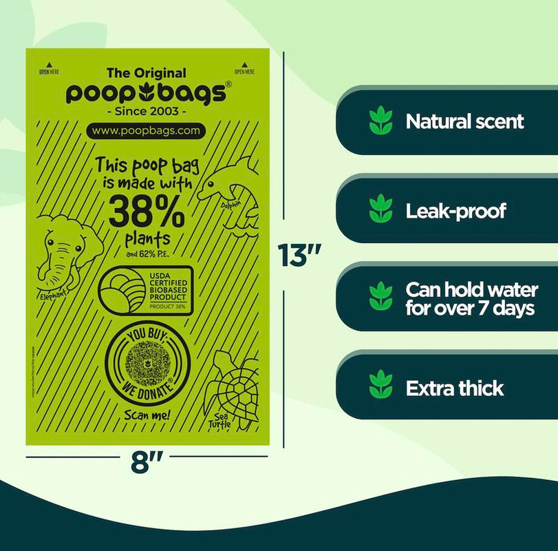 The Original Poop Bags- 1200 Bulk Roll Poop Bags 38% Biobased Pet Poop Bags
