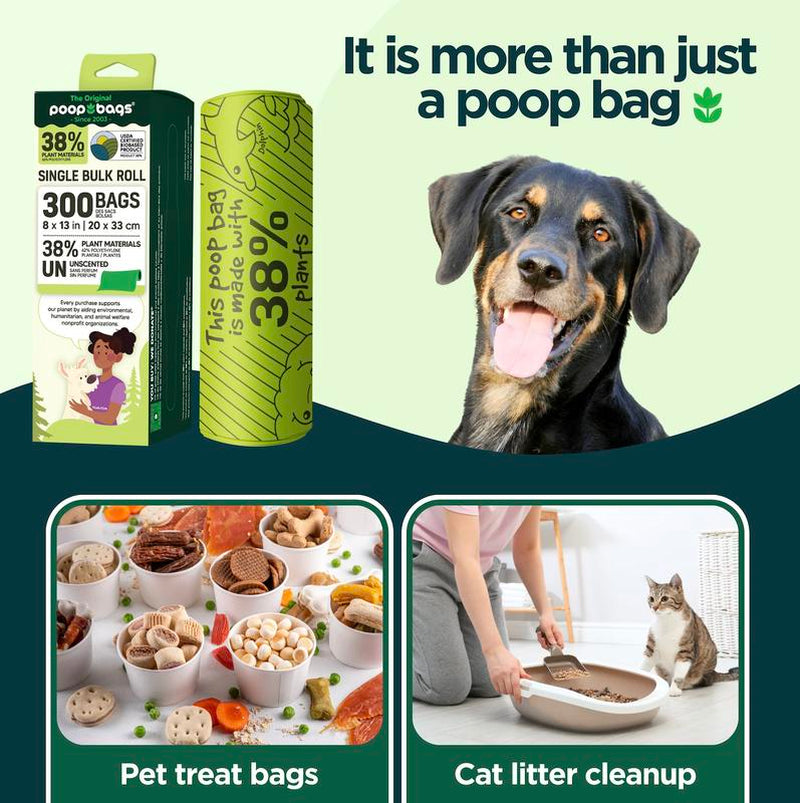 The Original Poop Bags- 1200 Bulk Roll Poop Bags 38% Biobased Pet Poop Bags