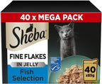 Fine Flakes in Jelly – Fish Collection – Wet Cat Food Pouches for Adult Cats – 40X85G Pack