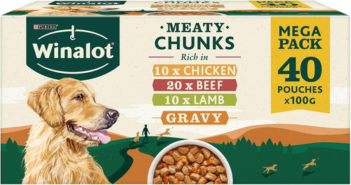Meaty Chunks Mixed in Gravy Wet Dog Food Pouches 40X100G