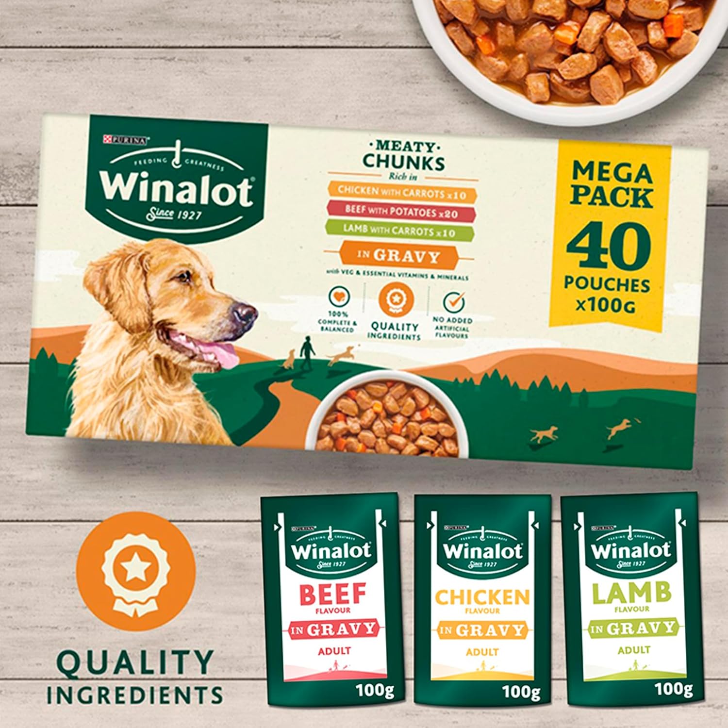 Meaty Chunks Mixed in Gravy Wet Dog Food Pouches 40X100G