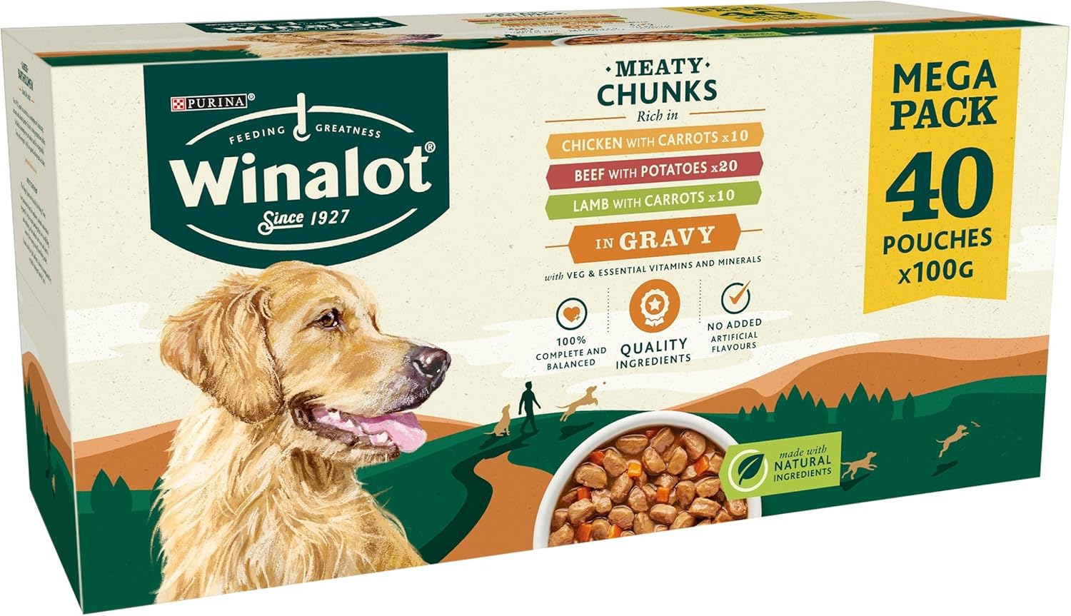 Meaty Chunks Mixed in Gravy Wet Dog Food Pouches 40X100G