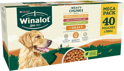 Meaty Chunks Mixed in Gravy Wet Dog Food Pouches 40X100G