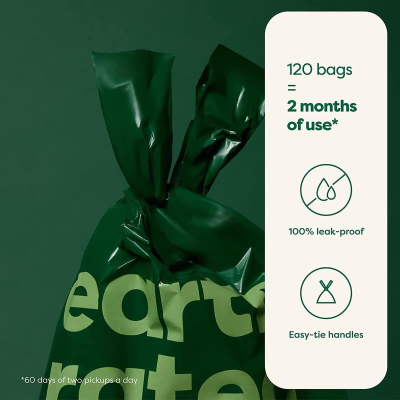 Earth Rated | Dog Poop Bags with Handles, Easy Tie, Leakproof, Lavender Scented, 120 Count, Reusable, Durable, B Corp Certified