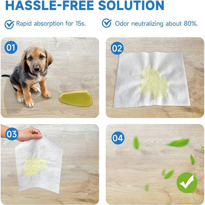 100Pcs/Bag Dog Urine Absorbing Paper Pet Absorbent Paper Pet Diaper Urine Pad Quick Dry Wipe Urine Absorbent Paper Pet Supplies
