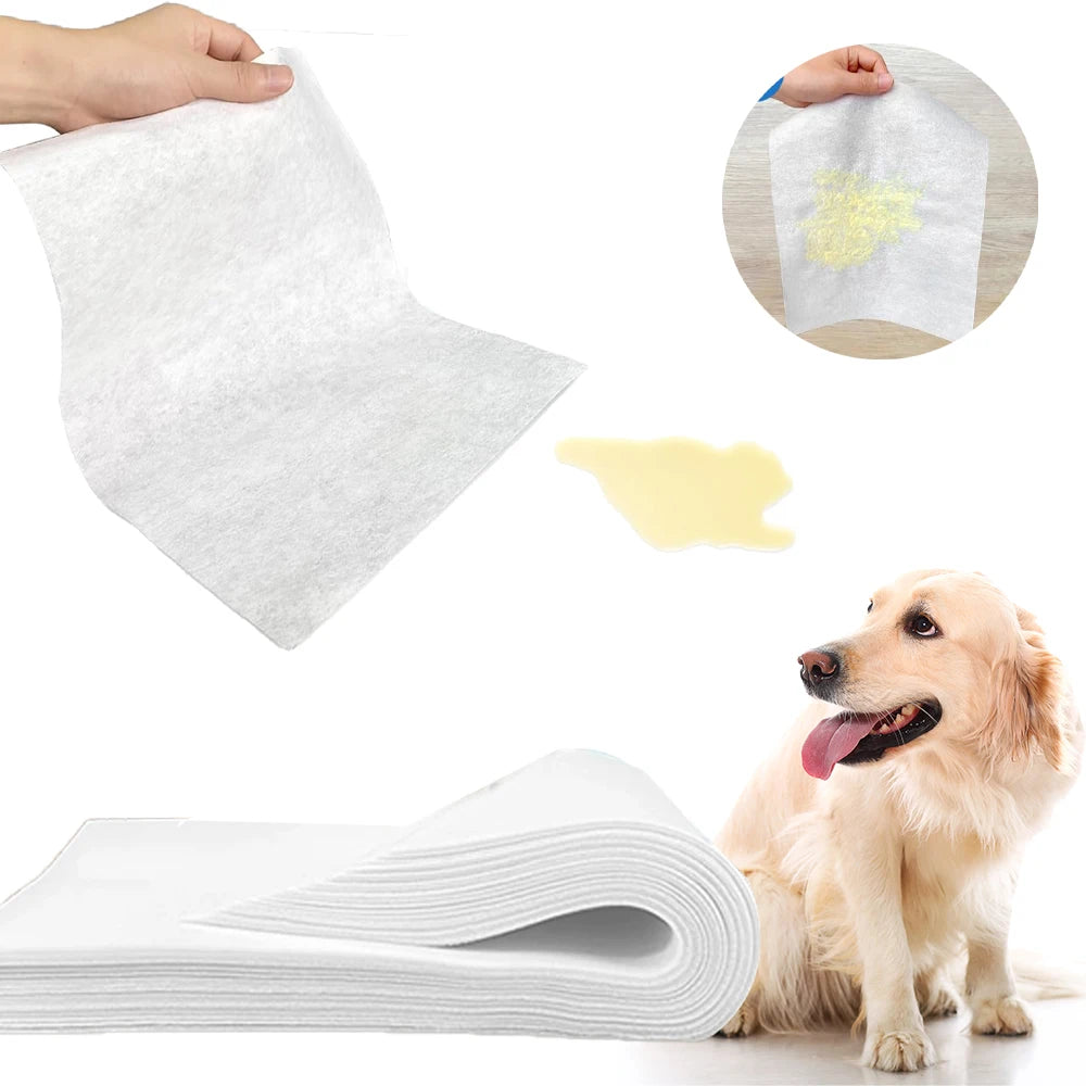 100Pcs/Bag Dog Urine Absorbing Paper Pet Absorbent Paper Pet Diaper Urine Pad Quick Dry Wipe Urine Absorbent Paper Pet Supplies