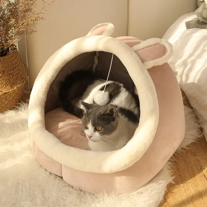 Cartoon Cat Bed – Foldable, Washable, Cozy Cave for Cats & Small Dogs