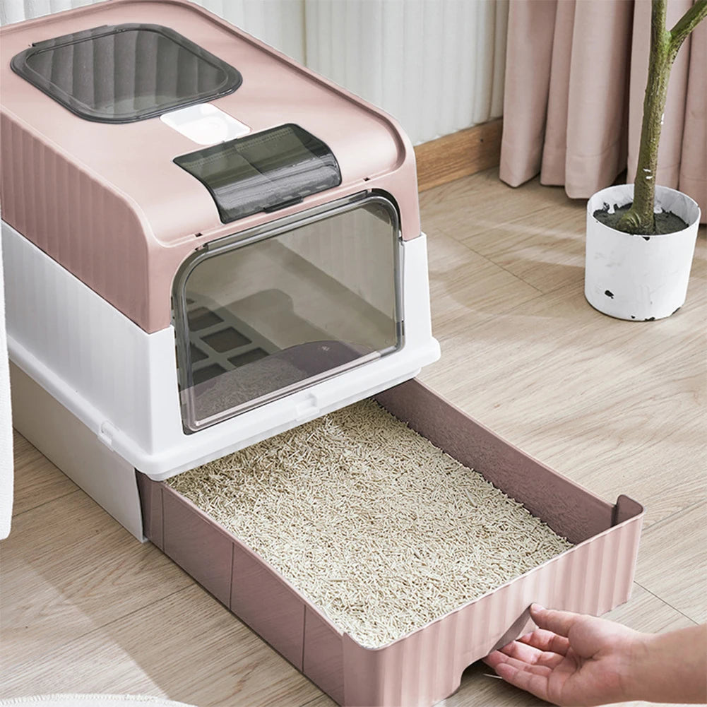 Fully Enclosed UV Sterilizing Cat Litter Box Top Entry Splash-Proof Cat Toilet Large Capacity