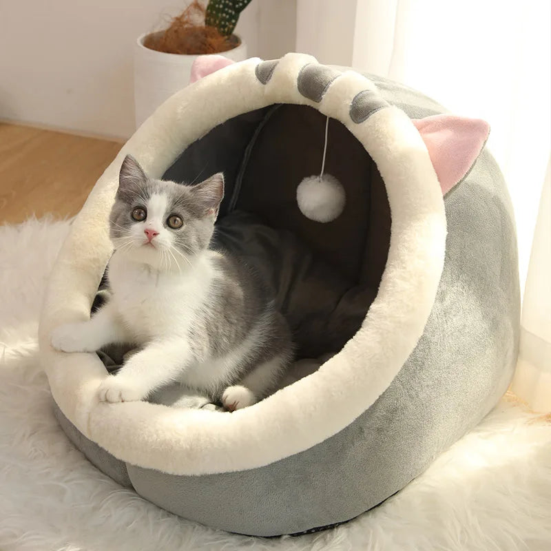 Cartoon Cat Bed – Foldable, Washable, Cozy Cave for Cats & Small Dogs