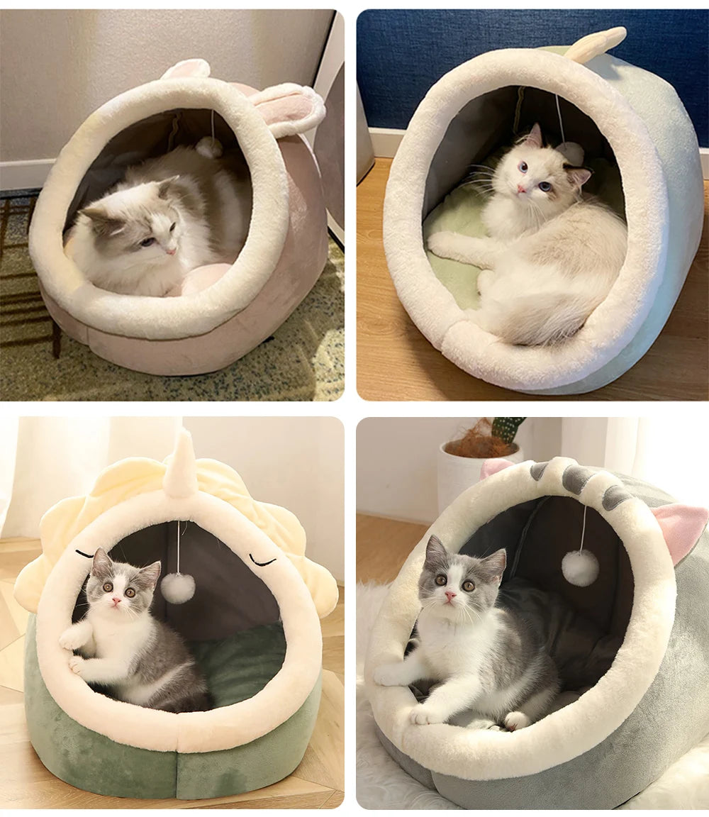 Cartoon Cat Bed – Foldable, Washable, Cozy Cave for Cats & Small Dogs
