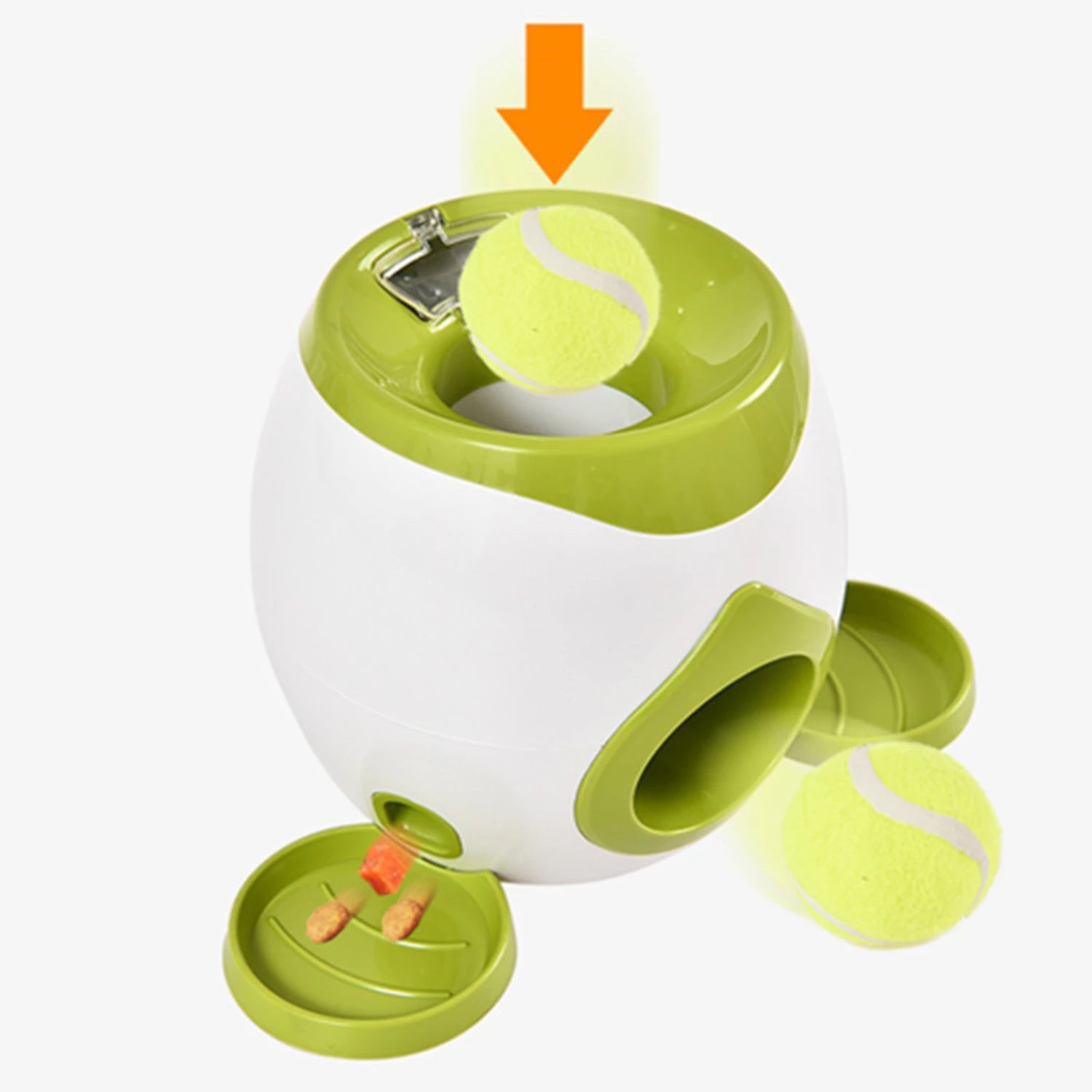 2 in 1 Pet Interactive Toy Tennis Ball Launcher Automatic + Fun Feeding Machine for Pets