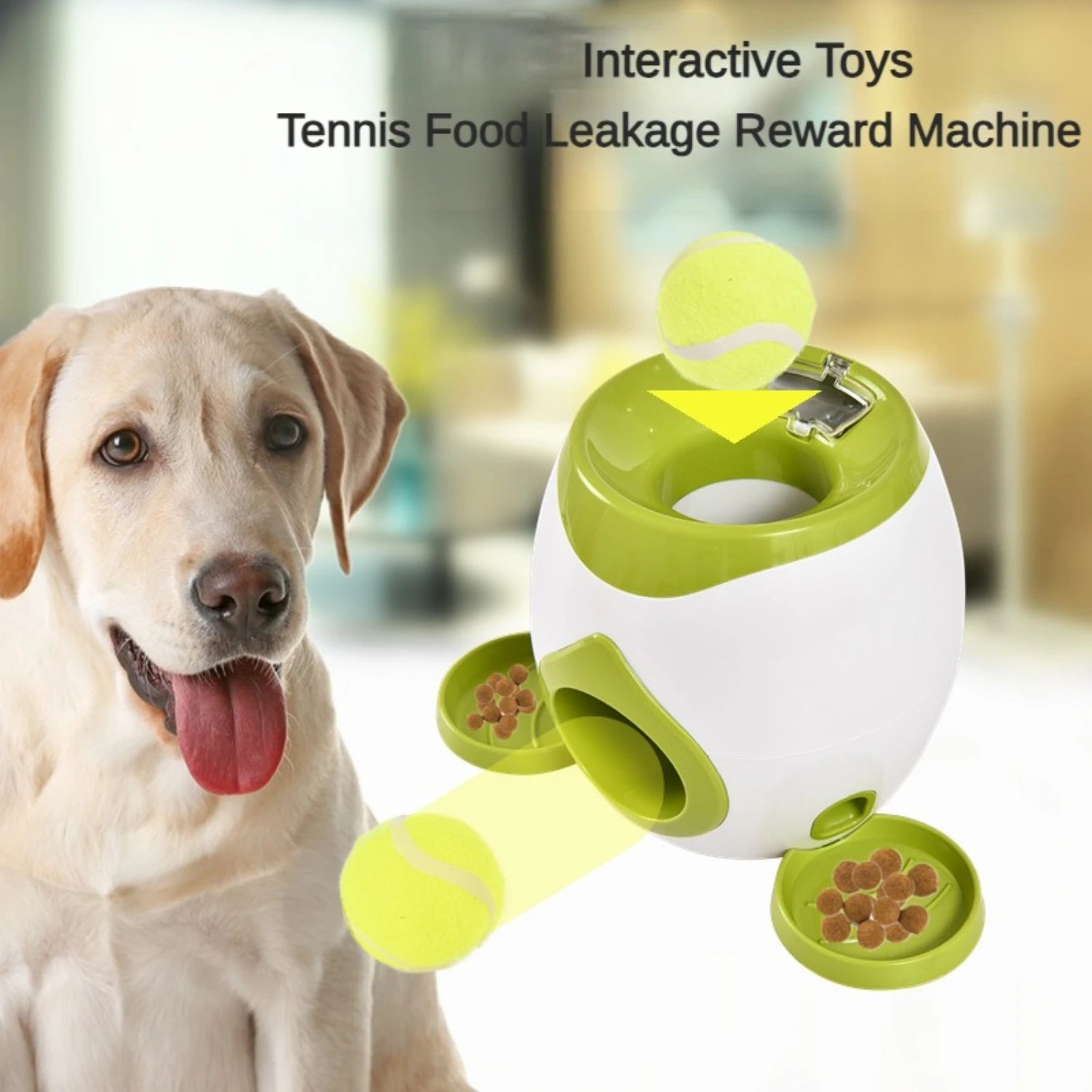 2 in 1 Pet Interactive Toy Tennis Ball Launcher Automatic + Fun Feeding Machine for Pets