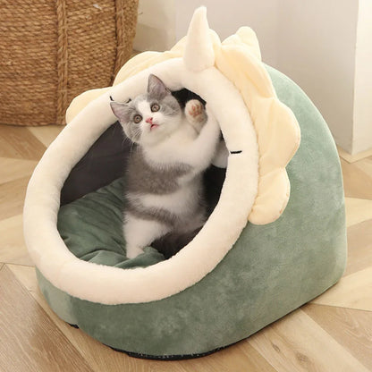 Cartoon Cat Bed – Foldable, Washable, Cozy Cave for Cats & Small Dogs