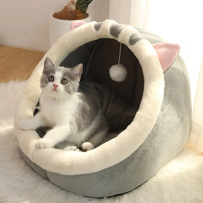 Cartoon Cat Bed – Foldable, Washable, Cozy Cave for Cats & Small Dogs