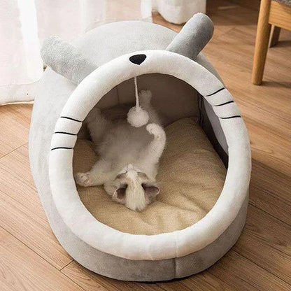 Cartoon Cat Bed – Foldable, Washable, Cozy Cave for Cats & Small Dogs