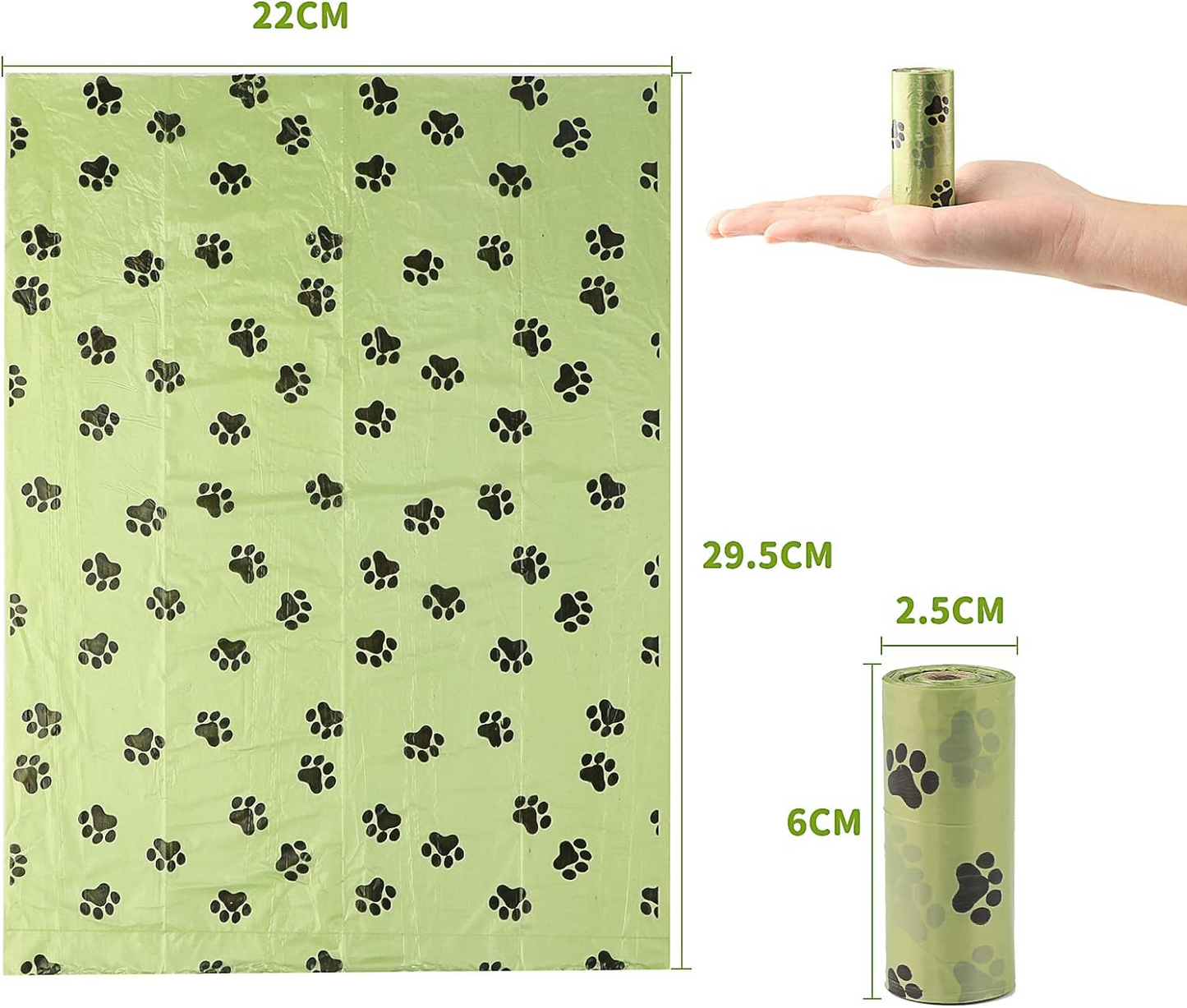 540 Dog Puppy Pets Poo Bags Degradable and Leak Proof with 1 Free Dispensers UK