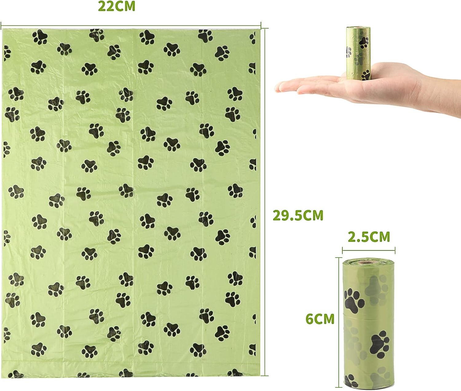 540 Dog Puppy Pets Poo Bags Degradable and Leak Proof with 1 Free Dispensers UK