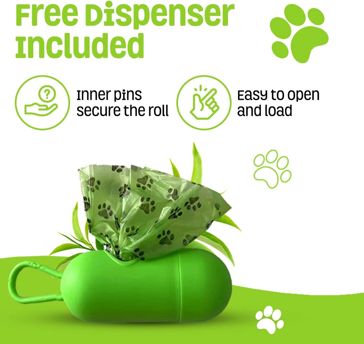540 Dog Puppy Pets Poo Bags Degradable and Leak Proof with 1 Free Dispensers UK